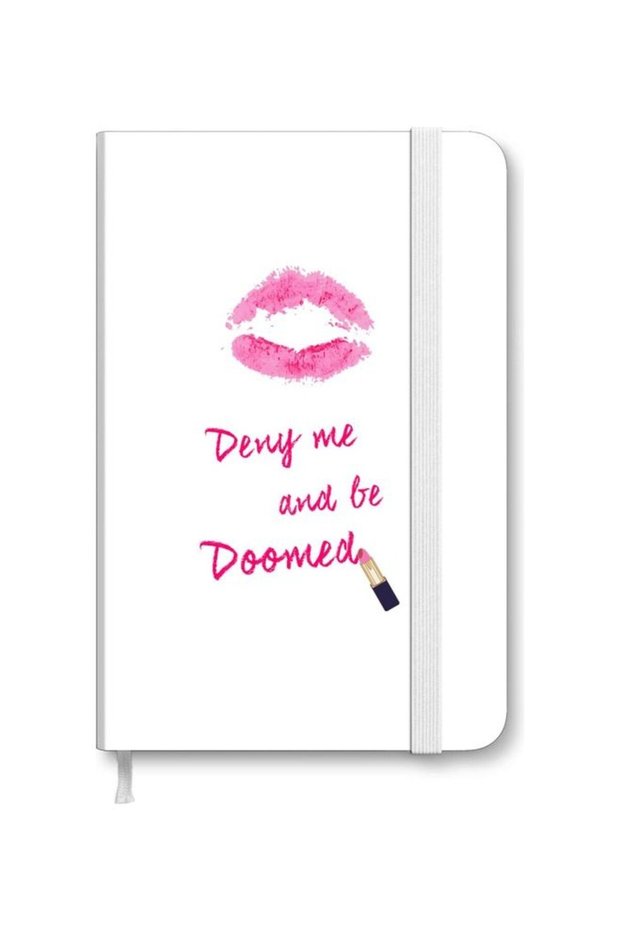 Designer A5 Thick Hardcover Notebook - Raining Lipsticks White/Pink