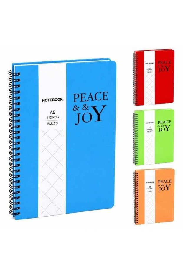 1 Pcs A5 Spiral Notebook, 112 Pages Ruled Writing Notebook with Durable Hardcover, Twin Wire Bindin