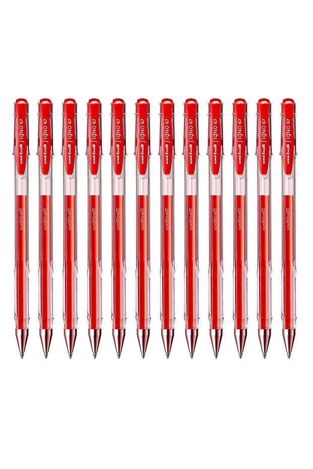 12-Piece Signo Roller Pen 0.7mm Tip Red Ink