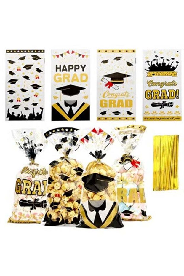 Graduation Treat Bags, Graduation Cellophane Treat Bags, 100 PCS Graduations Gift Bag, Plastic Clea
