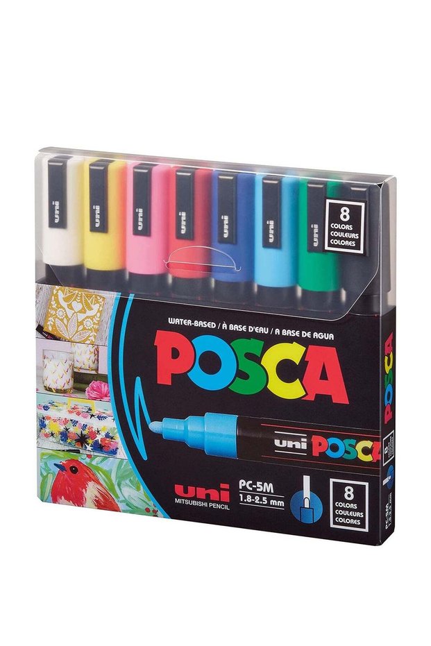 8-Piece POSCA Medium Tip Paint Marker Multicolour