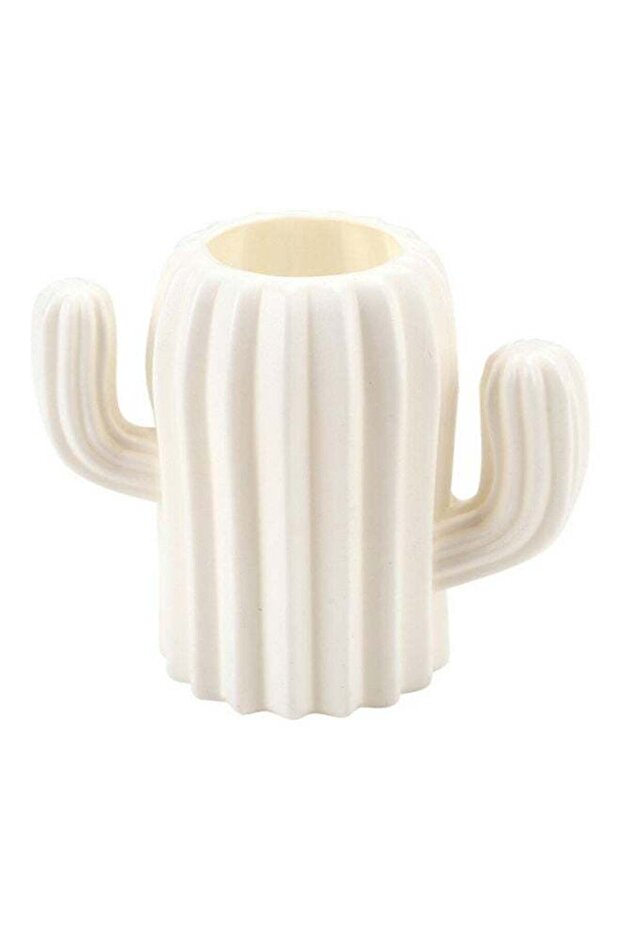 Cactus Design Pencil Holder White