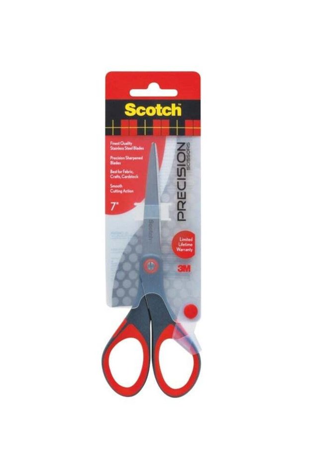 Scotch Precision Scissors 7 in (18 cm), 1 scissors/pack | Stainless Steel Blades | Red and Grey col
