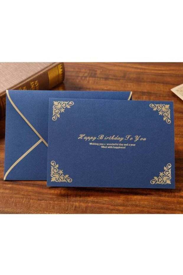 Happy Birthday Card - Minimalist Floral Greeting Card with Envelope,Envelopes with foil stamping, B