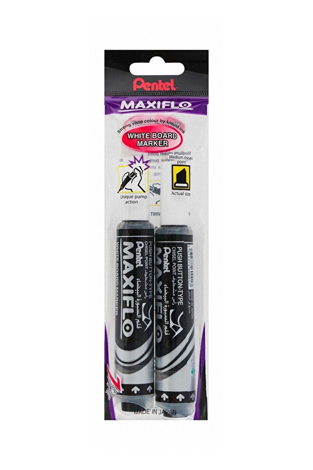 2-Piece Maxiflo Whiteboard Marker Chisel Tip Black Ink