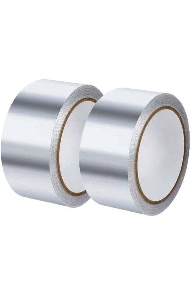 2-Piece Aluminum Foil Duct Tape Silver Heat Resistant Tape Aluminum Waterproof Butyl Tape Self-Adhe