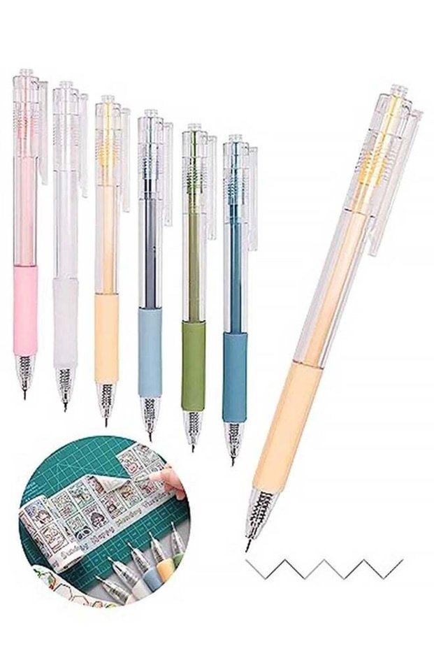 6Pcs Knife Pen Craft Cutting Tools, Utility Paper Pen Cutter Retractable Precision Paper Cutting fo