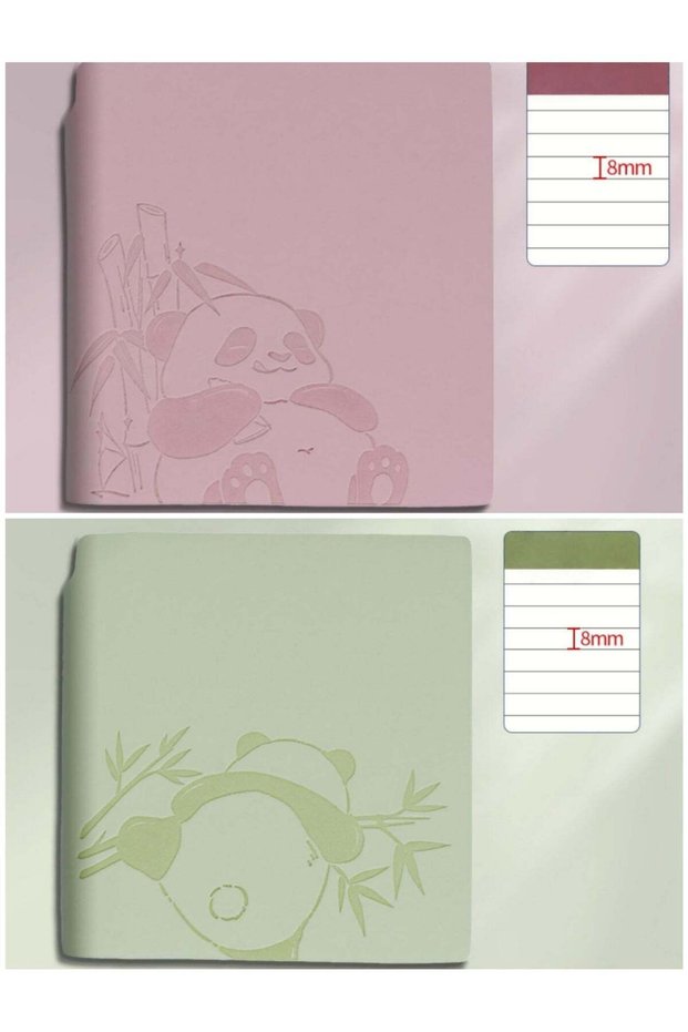 2pcs Panda Pocket Notebook with Pen – 10.5 × 10 cm Mini Notebook Set in Pink & Green