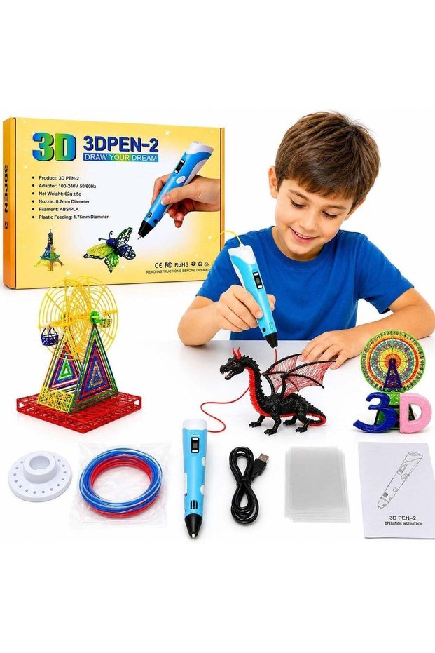3D Pen-2 Drawing Pen for Kids & Adults | 3D Printing Pen with LCD Display, Adjustable Control & 0.7