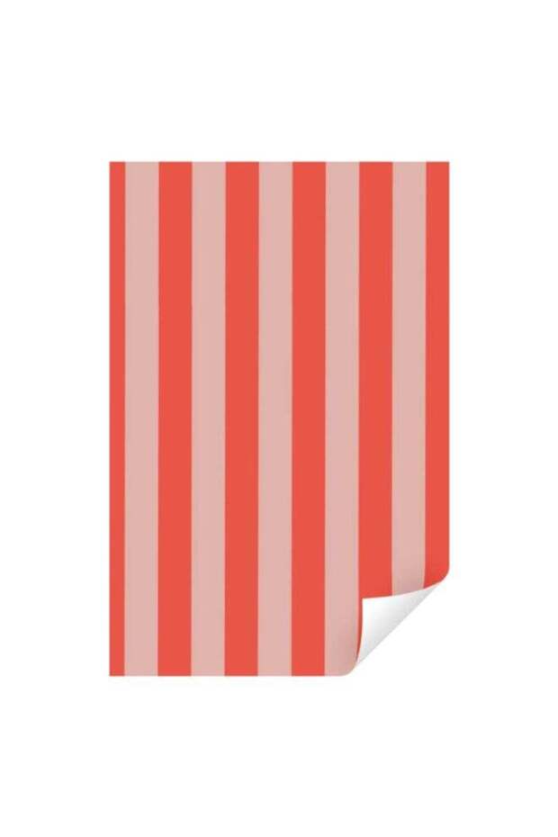 Ole Striped Wrapping Paper Roll - Poppy Red and Litchi Pink