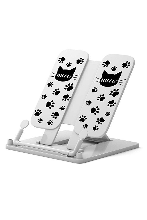 Plastic Book Stand Meow White Design