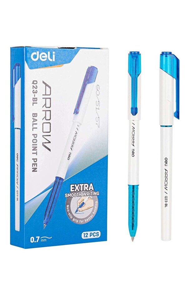 12-Piece Arrow Ballpoint Pen 0.7mm Tip Blue Ink