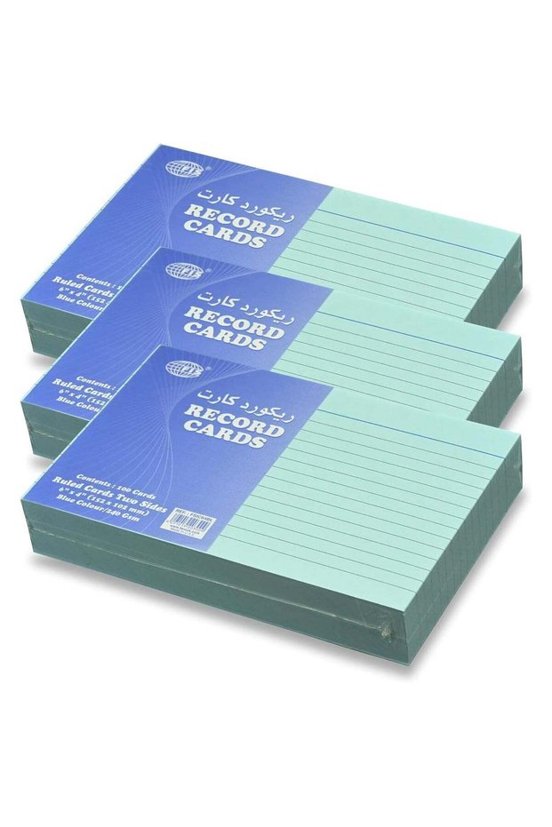 FIS® Ruled Record Cards or Index Cards, Size:6"x4" Inches (152x102mm), Two Sides Single Ruled, 240g