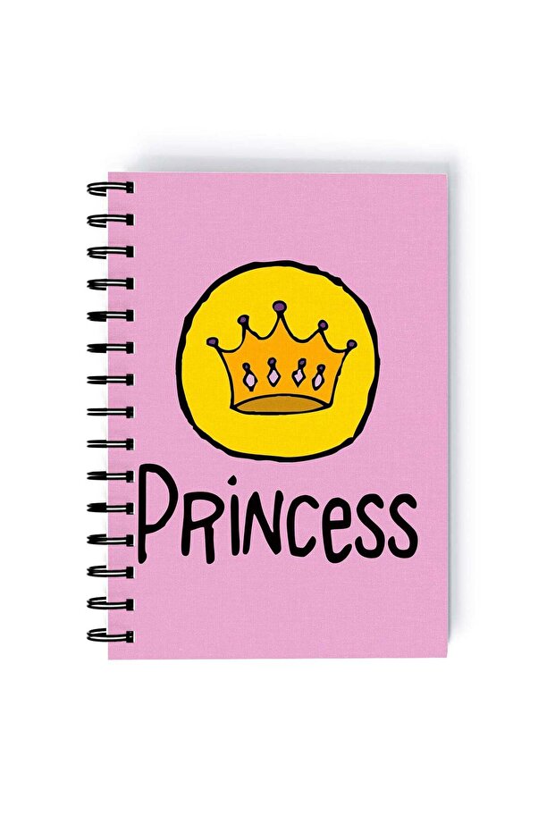 Spiral A5 Notebook Women Empowerment Feminism Quote Princess Crown Pink and Yellow Aesthetics
