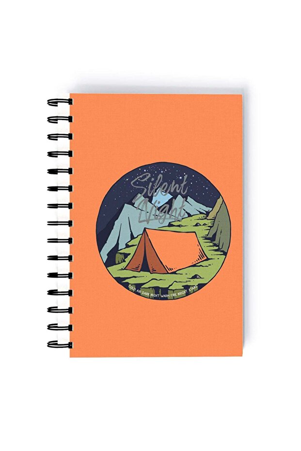 Silent Night Quote Rectangle Spiral A5 Notebook Multicolour