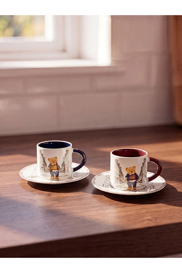 Lcw Home Mixed Bear Teddy Printed 2-Person Porcelain Coffee Cup Set