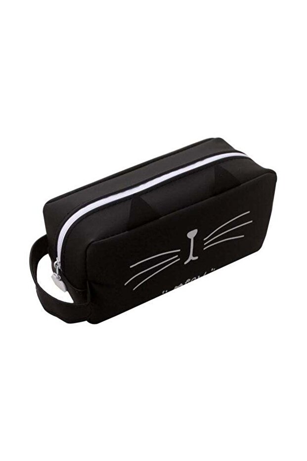 Adorable Cat Design Pencil Case Black