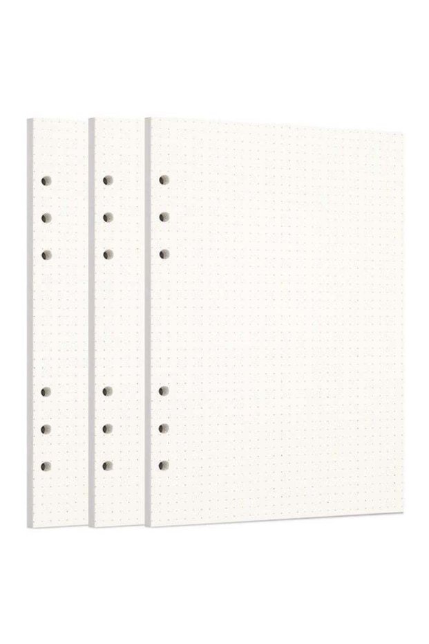 Zelten 3 Pack A5 135 Sheets/270 Pages Dotted Loose Leaf Punched Paper Refills Paper for 6 Hole Bind