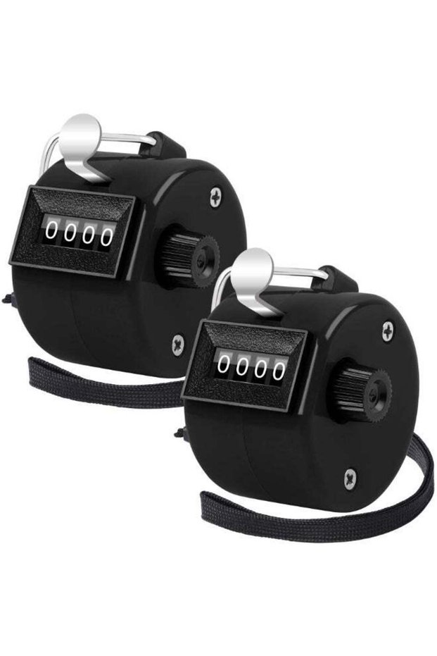 Pack of 2 Hand Counter Clicker Counter 4-Digit Counter Quantity Counter Finger Counter Round Counte