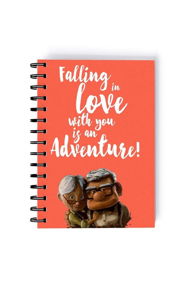 Up Character Printed Spiral A4 Notebook Peach/Brown/Grey