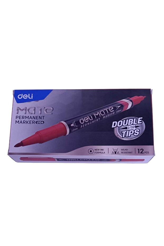 Deli U104 Permanent Marker Double Tips Red