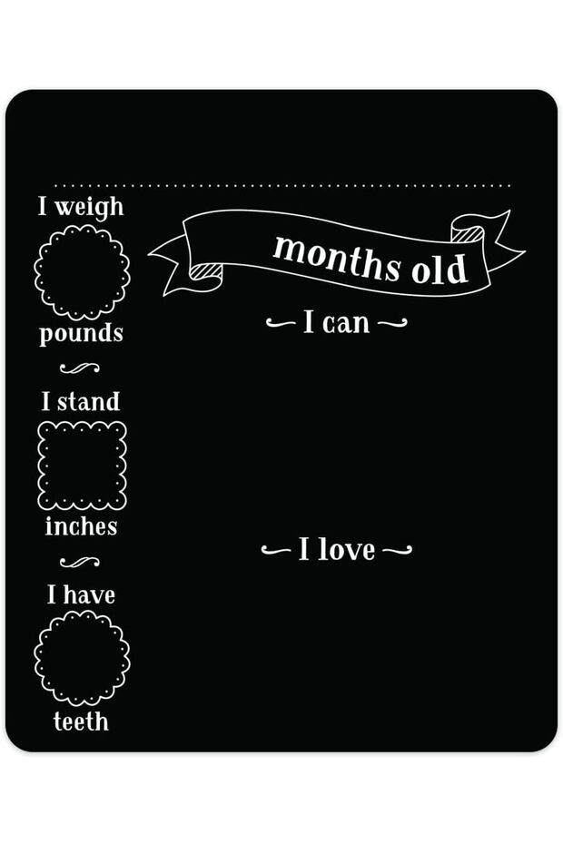 ARS Product Solutions Monthly Baby Stats and Milestones Months Old Reusable Plastic Chalkboard Phot