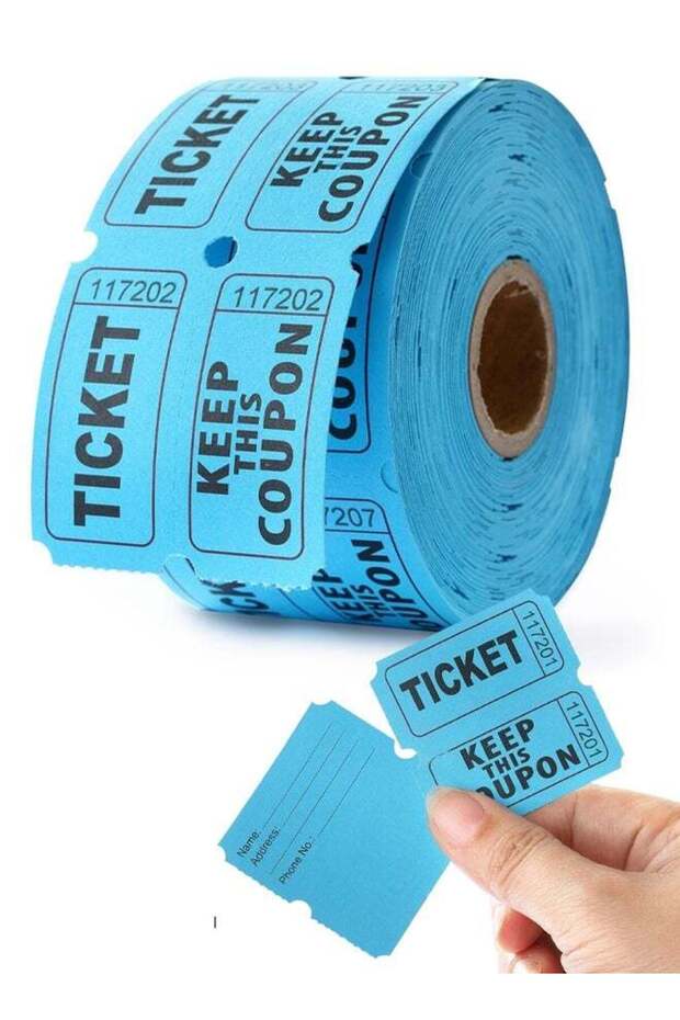 250 Pairs Raffle Tickets, Double Roll 50/50 Blue Raffle Tickets with Stub for Events, Easy Tear Off