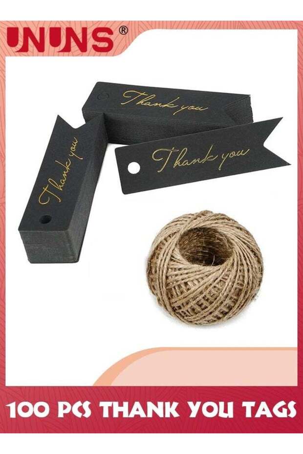 100 PCS Thank You Tags,Thank You Labels With Strings,30m Jute Twine And Kraft Paper Gift Tags,Great