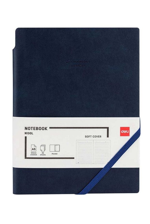 A5 Size Soft Leather Cover Executive Notebook With Elastic Closure 80 Sheets Blue