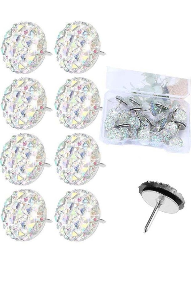 30 Shiny Diamond Push Pins, Rhinestone Decor Thumbtacks, Suitable for Photo Walls, Maps, Memo Board
