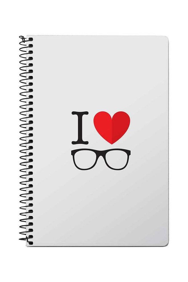 I Love Glasses A5 Spiral Notebook Grey