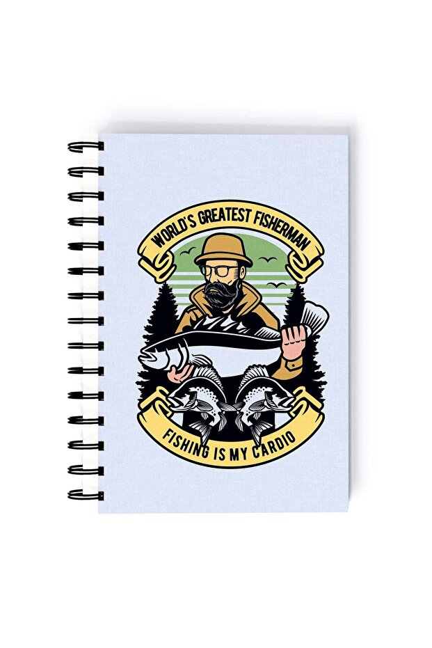 Spiral A5 Notebook Occupation Retro Fisherman Blue Aesthetic