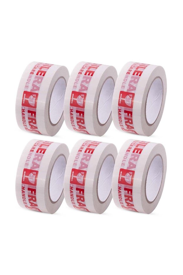 Duravel Fragile Handle with Care Packing Tape, 50 Yards Length, 2 Inch Width, White (Pack-Of 6)