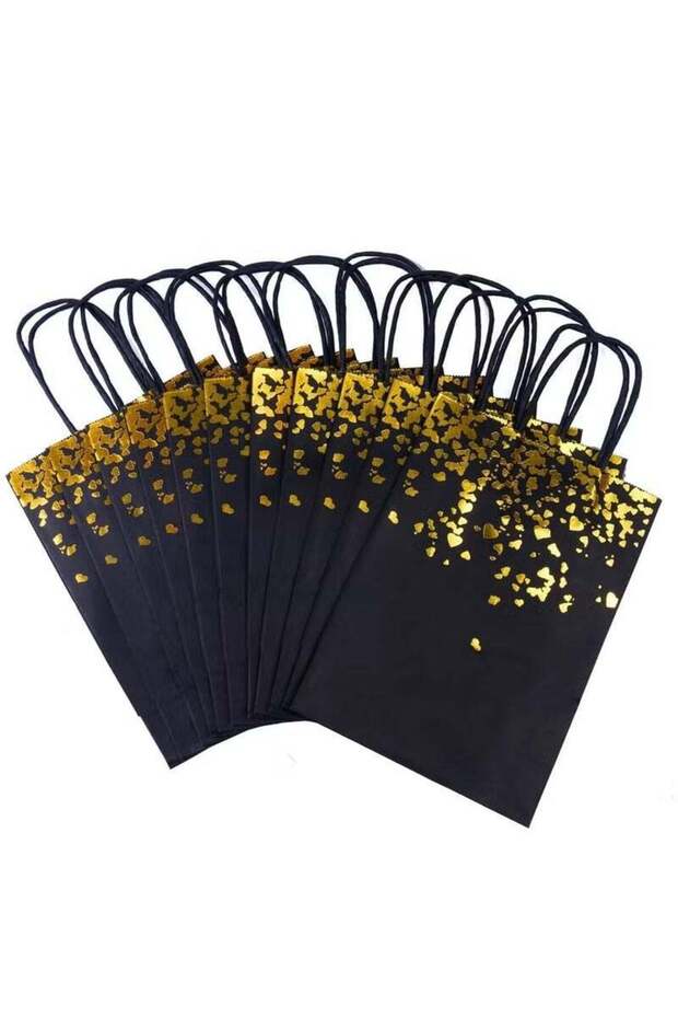 12 Pieces Paper Party Bags Bronzing Kraft Bag Birthday Party Bags, Bride Bag with Handle for Birthd