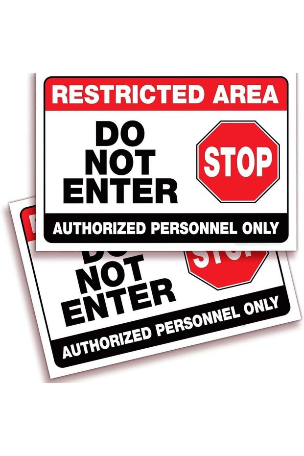 2 Pack Restricted Area Do Not Enter Stop Authorized Personnel Only Self Adhesive Vinyl Stickers (Si