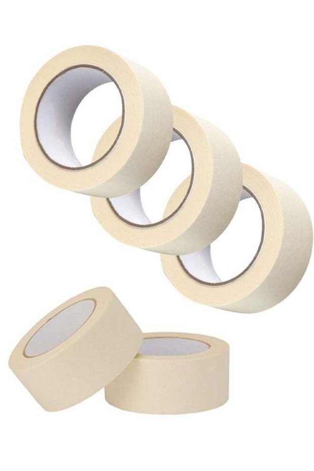 5Pack,1.5CM*20M General Purpose Beige Multi-Surface Tape for Painting, Labeling and Craft