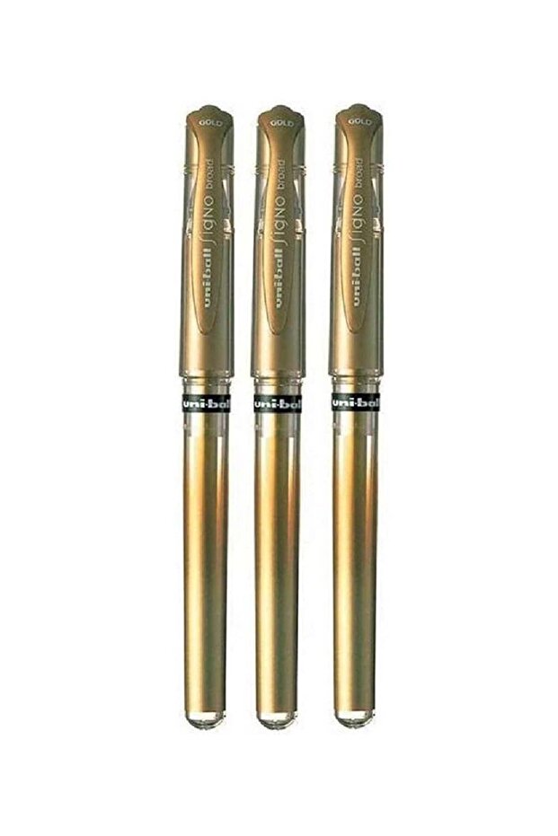 uni-ball Gold Signo Pen Broad Metallic Gel Ink Rollerball - Pack of 3