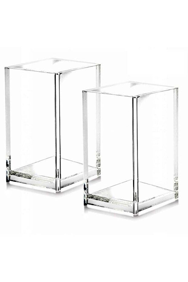 2 Pack Clear Acrylic Pencil Pen Holder Cup,Desk Accessories Holder,Makeup Brush Storage Organizer,M
