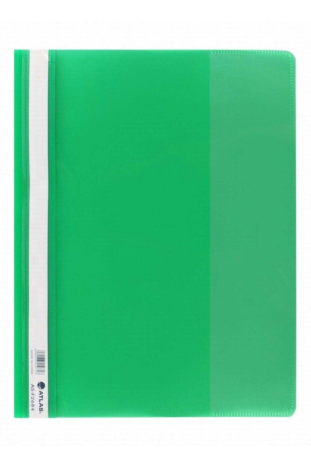 12-Piece Flat Clear View Folder File Green