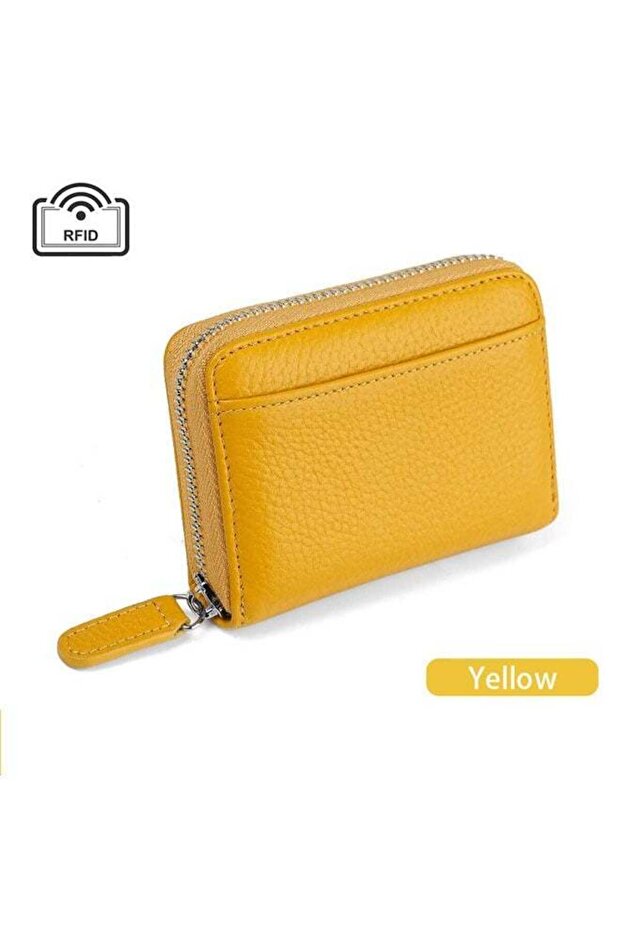 Holder Wallet, RFID 20 Slots Holder Genuine Leather Small Card Case, Zipper