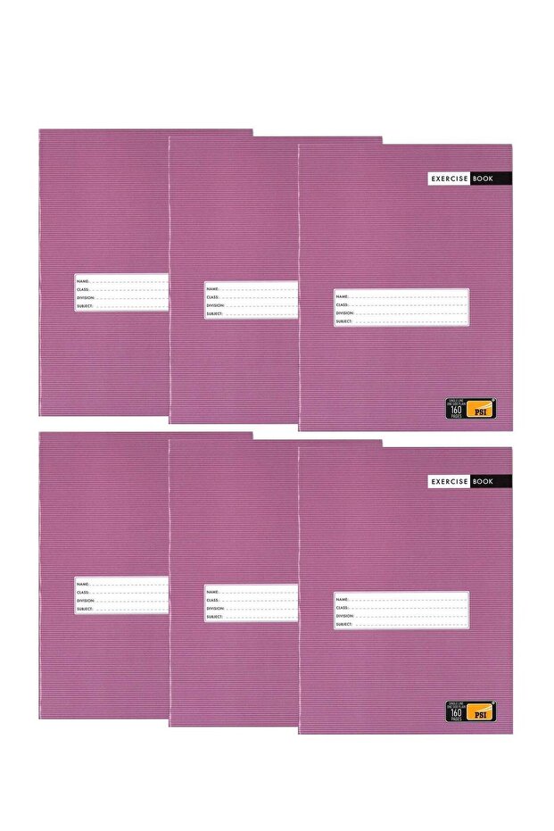 6-Piece Single Lined Exercise Notebook With One Side Plain 160 Pages A5 Size
