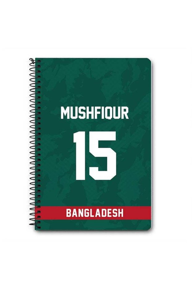 Designer A5 Spiral Notebook Memo Notepad Journal Player - Mushfiqur Rahim, Jersey Number -15