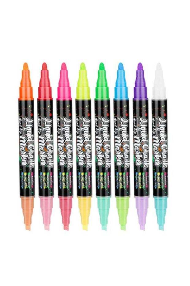16 Colors 8 Pack Dual Tip Liquid Chalk Markers for Chalkboard, Calendar Menu Board Erasable Chalk P