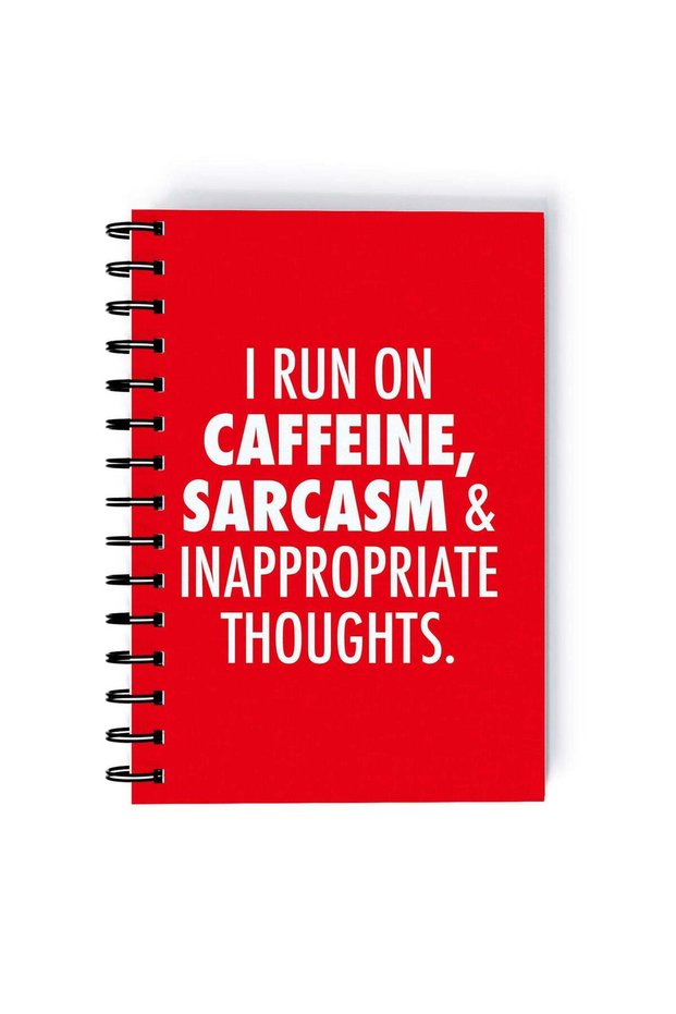 Spiral A4 Notebook Sarcastic Motivational Quote Office Life I run on Coffee Aesthetics