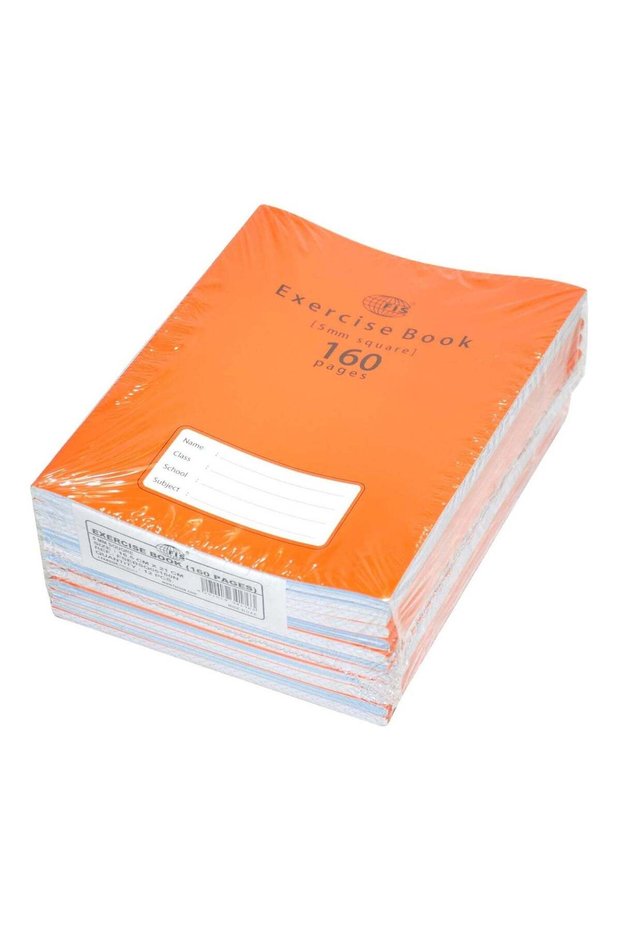 Exercise Books 5 Mm Square With Left Margin, 160 Pages, Pack Of 12 Pieces, 16.5 X 21 Cm Size - FSEB