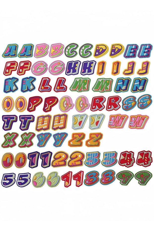 72PCS Iron-On Letters and Numbers Patches - Colorful Embroidered A-Z 0-9 Applique for Clothes, Hats
