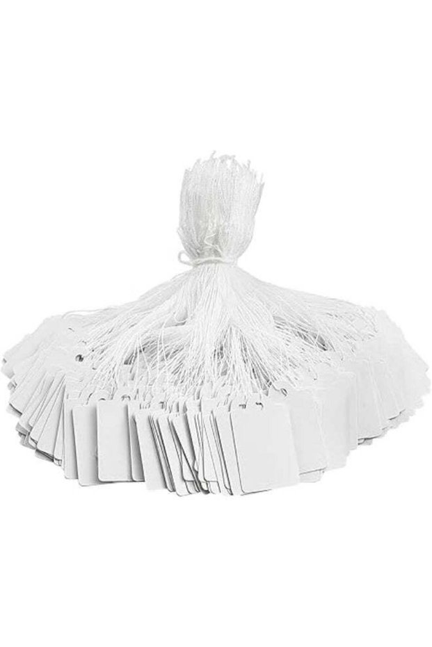 200 Pcs Kraft Price Tags, Writable Blank Marking Labels Display Tags with Elastic Hanging String, 0