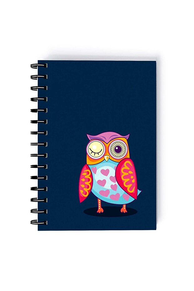 Spiral A5 Notebook Elegant Pattern Owl Win Blue Aesthetics