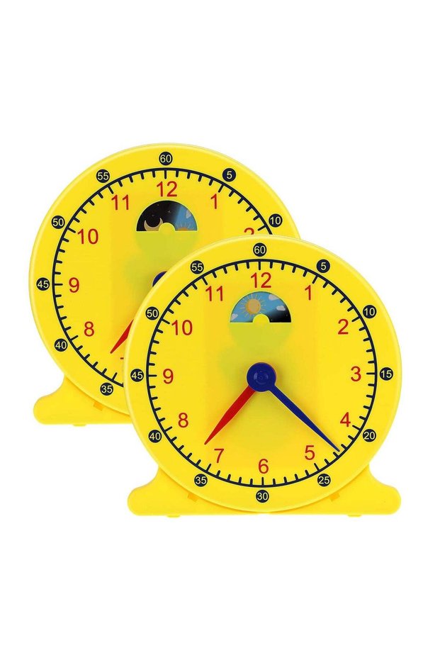 2 Pcs Teaching Clocks for Kids Classroom Learning Analog Time Telling Develops Early Math Skills an