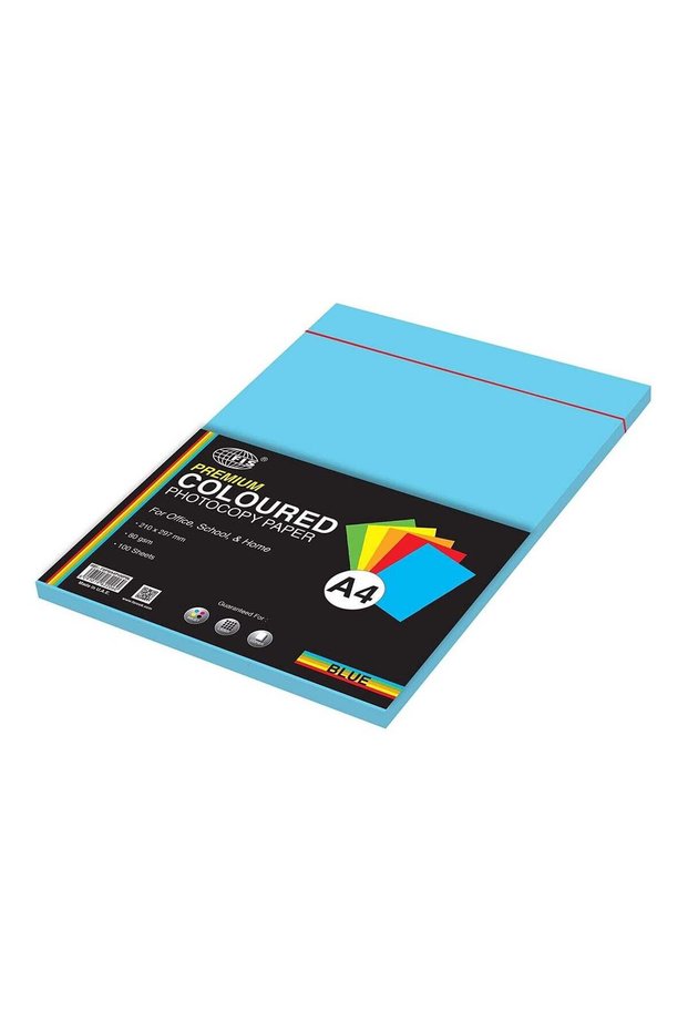 FIS Premium Color Photocopy Paper, 100 Sheets, 80 gsm, Premium Blue Color, A4 Size - FSPWA4P100PBL
